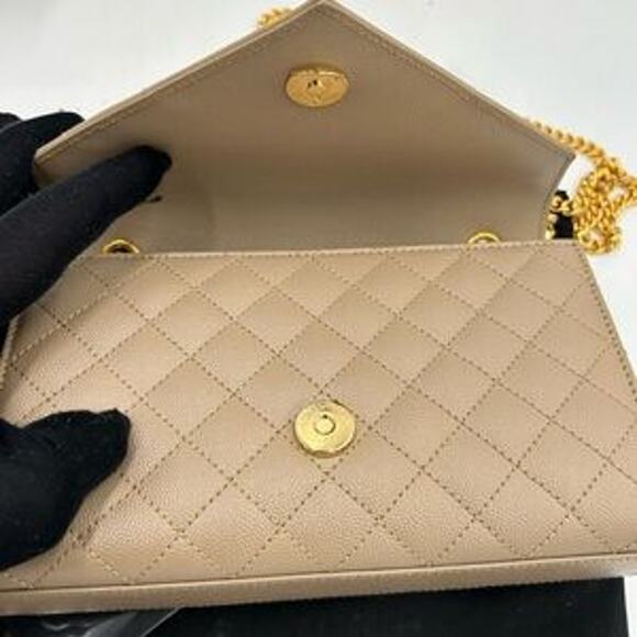 Women's SaintLaurent YSL envelope quilted grain , embossed leather made in Italy - Picture 11 of 13